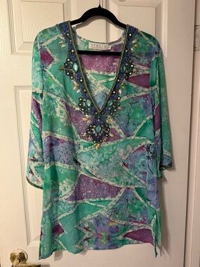 Stella Laguna Beach stunning beaded cover up dress Large